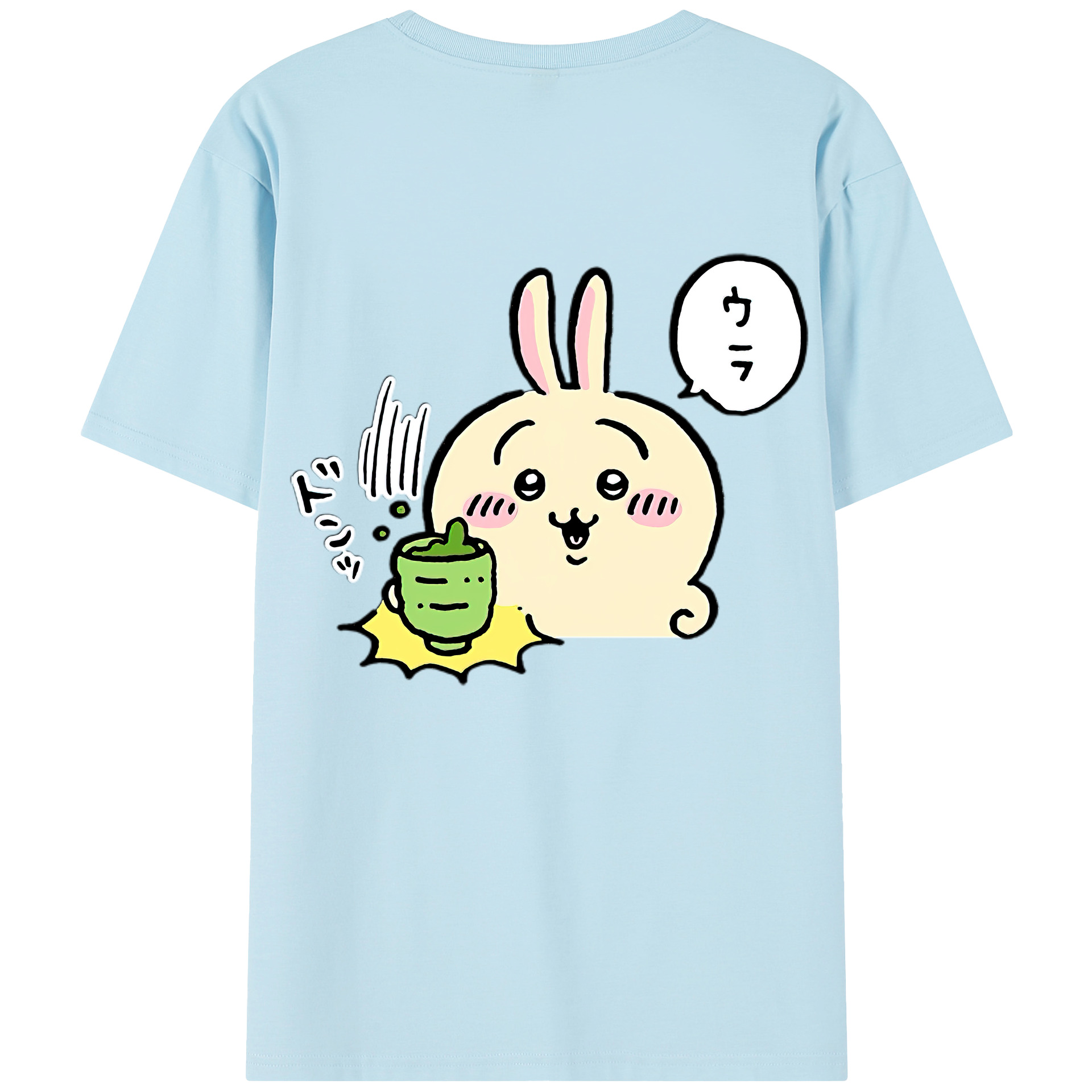 （画像用） ちいかわ うさぎ Chii-kawa usagi 綿100％半袖Tシャツ（背面プリント）